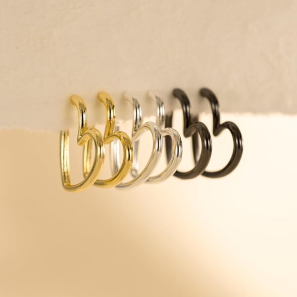 Gold Huggie Earrings for Women- Gold/Silver/Rose/Black Plated Heart Hoop Earrings Hypoallergenic Lightweight Hoops Gifts