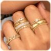 Gold Silver Plated Stacking Rings Set for Women  Dainty Stackable Thumb Knuckle Cute Ring for Women Pinky Finger Fashion Band Thin Simple Plain Chain CZ Rings Size 6-11