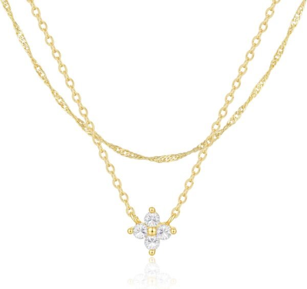 Gold Necklace for Women  Gold/Silver Plated Choker Diamond Necklace Set for Women Simple Dainty CZ Gold Chain Trendy Jewelry Accessories