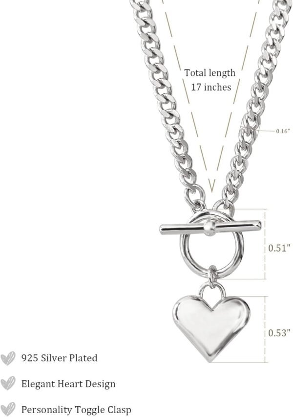 Heart Necklace for Women Gold/Silver Plated Trendy Heart Choker Lover Pendant Hypoallergenic Fashion Gold/Silver Necklace for Women Love Jewelry Gift for Women Girlfriend