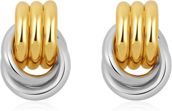 Trendy Gold Plated Knot Earrings for Women Chunky Statement Drop Dangle Earrings Lightweight Hypoallergenic Fashion Accessories Gold Jewelry Gifts for Womens