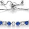 Tennis Bracelets for Women White Gold Plated Diamond AAA+ Cubic Zirconia CZ Dainty Classic Adjustable Slider Bracelet Silver Fashion Jewelry Wedding Gift