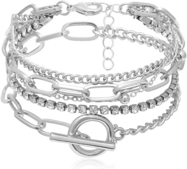 Gold-plated Bracelets for Women Dainty Boho Stackable Bracelet Set Chunky Layered Link Bangle for Women