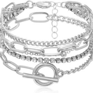 Gold-plated Bracelets for Women Dainty Boho Stackable Bracelet Set Chunky Layered Link Bangle for Women