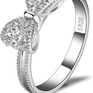 61rVceKAcsL._AC_SL1500 White Yellow Rose Gold Plated 925 Sterling Silver Rings for Women, Cubic Zirconia Promise Rings for Her, Stackable Wedding Bands Rings for Women Infinity Forever Love Knot Ring