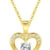 Valentines Day Heart Necklace, Dainty Gold/Silver Plated Pendant Necklaces for Women Trendy Love Heart Cubic Zirconia Necklace Tarnish Free Gold Jewelry Unique Valentines Day Gifts for Her