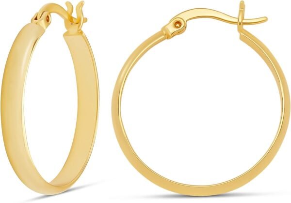 Gold or Sterling Silver Plated Polished Dome Hoop