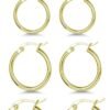 3 Pairs 925 Sterling Silver Hoop Earrings | Small White Gold Plated Hoop Earrings for Women (13mm,15mm,20mm??25mm,30mm,40mm,50mm,60mm)