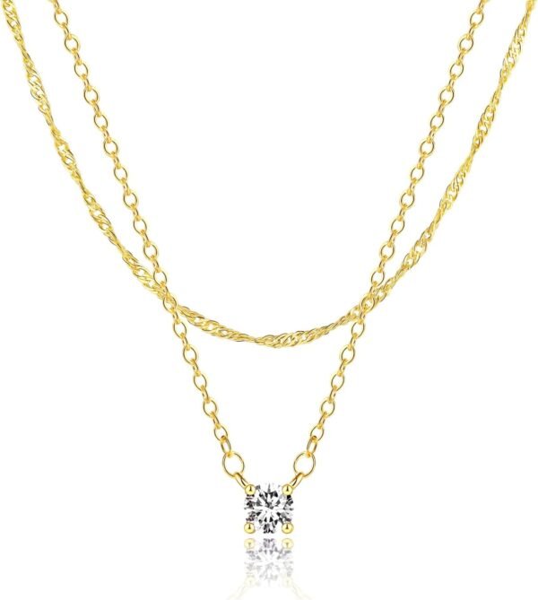 Gold Necklace for Women  Gold/Silver Plated Choker Diamond Necklace Set for Women Simple Dainty CZ Gold Chain Trendy Jewelry Accessories