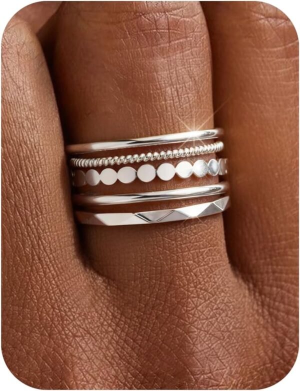 Gold Plated Stackable Rings for Women Non Tarnish Thin Dainty Ring Set Minimalist Stacking Thumb Rings Statement Pinky Engagement Ring Promise Wedding Bands for Women Size 5-10