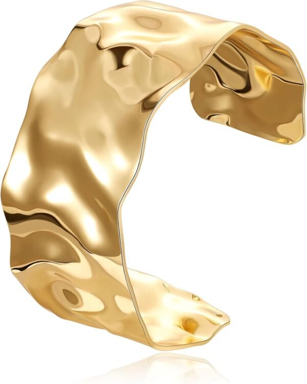 Gold Plated Cuff Bracelets for Women Open Adjustable Gold Cuff Bangle Bracelets Thick Hammered Wrist Cuff Bracelets Thin Minimalist Gold Cuff Bracelet