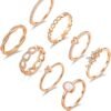 Gold/Silver Plated Stacking Rings Set for Women Non Tarnish CZ Heart Simple Cute Stackable Rings Dainty Trendy Gold Statement Rings Plain Band Size 4-12