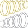 4/10 Pairs Stainless Steel Gold Silver Plated Hoop Earrings Hypoallergenic Dainty Big Small Hoops Earrings Set for Women