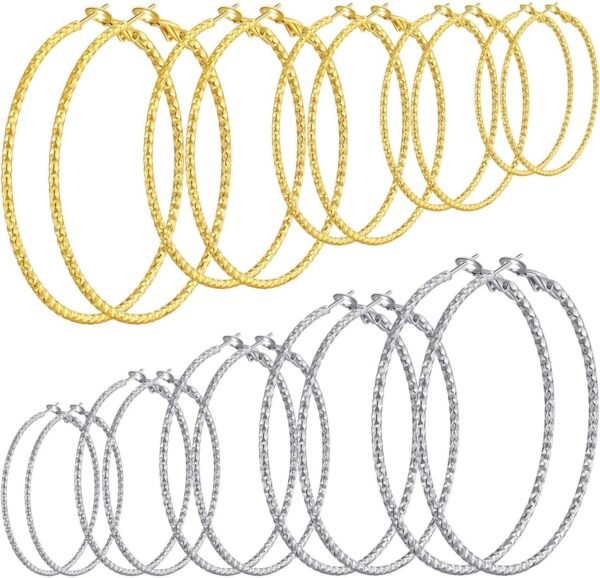 4/10 Pairs Stainless Steel Gold Silver Plated Hoop Earrings Hypoallergenic Dainty Big Small Hoops Earrings Set for Women