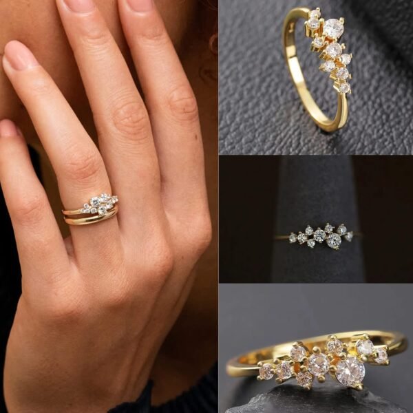 Gold/Silver Plated Stacking Rings Set for Women Non Tarnish CZ Heart Simple Cute Stackable Rings Dainty Trendy Gold Statement Rings Plain Band Size 4-12