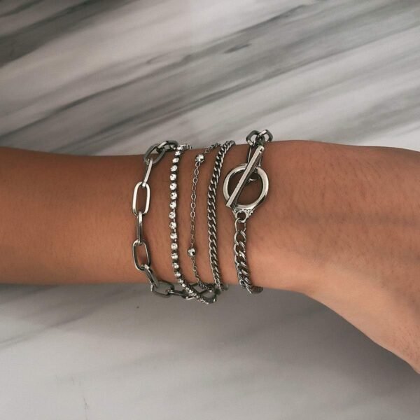 Gold-plated Bracelets for Women Dainty Boho Stackable Bracelet Set Chunky Layered Link Bangle for Women