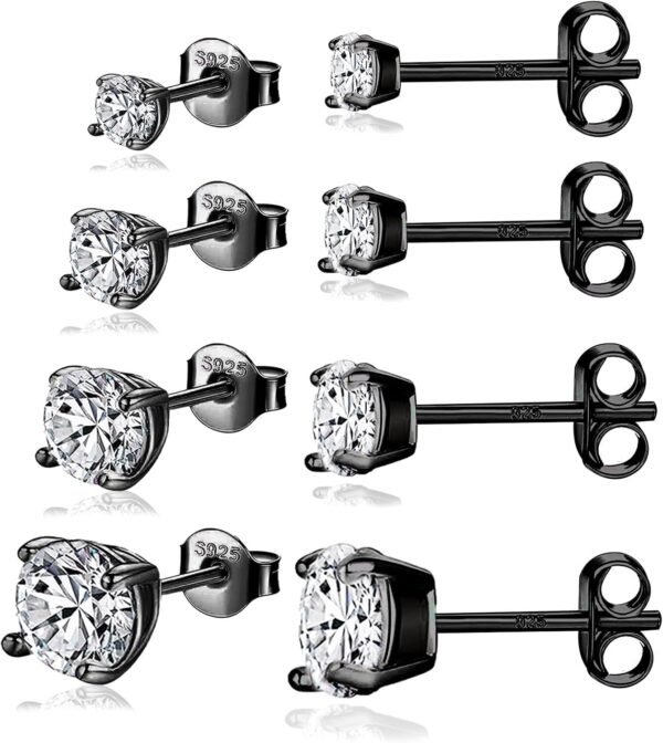 925 Sterling Silver Stud earrings Set | White Gold Plated Hypoallergenic Stud Earrings | Cubic Zirconia Stud Earrings for Women (2mm,3mm,4mm,5mm,6mm,7mm) 8 CZ colors options