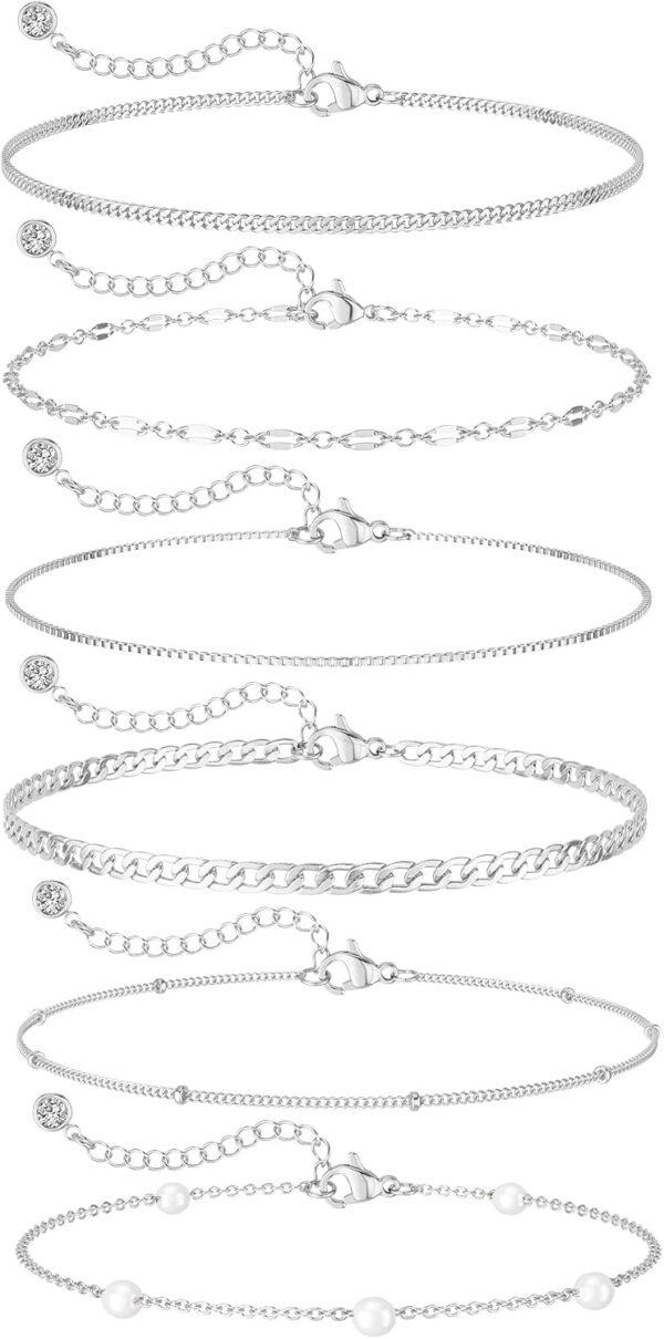 Gold Bracelets for Women Trendy, Dainty  Gold Plated Bracelet Stack Beaded Chain Bracelet Set Thin Small Cute Paperclip Bracelets Fashion Waterproof Jewelry Gift Gold Accessories for Women