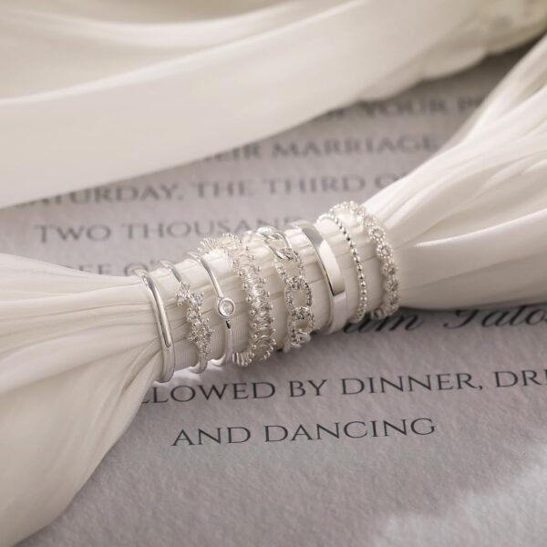 Gold Silver Plated Stacking Rings Set for Women  Dainty Stackable Thumb Knuckle Cute Ring for Women Pinky Finger Fashion Band Thin Simple Plain Chain CZ Rings Size 6-11