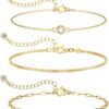 Gold Bracelets for Women Trendy, Dainty  Gold Plated Bracelet Stack Beaded Chain Bracelet Set Thin Small Cute Paperclip Bracelets Fashion Waterproof Jewelry Gift Gold Accessories for Women