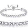 Tennis Bracelets for Women White Gold Plated Diamond AAA+ Cubic Zirconia CZ Dainty Classic Adjustable Slider Bracelet Silver Fashion Jewelry Wedding Gift