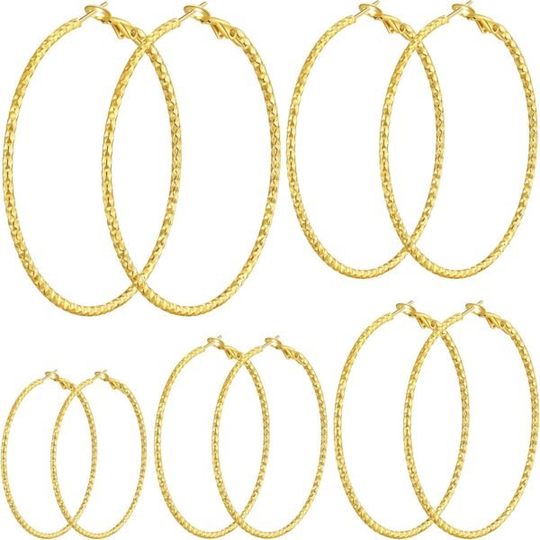4/10 Pairs Stainless Steel Gold Silver Plated Hoop Earrings Hypoallergenic Dainty Big Small Hoops Earrings Set for Women