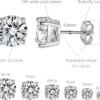 White Gold Plated 4 Pong Round Clear Cubic Zirconia Stud Earring Pack of 6 Pairs (6 Pairs)