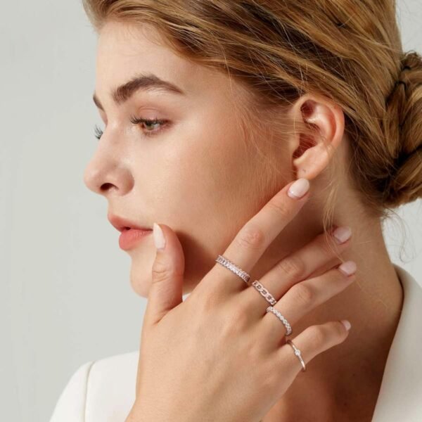 Gold Silver Plated Stacking Rings Set for Women  Dainty Stackable Thumb Knuckle Cute Ring for Women Pinky Finger Fashion Band Thin Simple Plain Chain CZ Rings Size 6-11