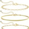 Gold Bracelets for Women Trendy, Dainty  Gold Plated Bracelet Stack Beaded Chain Bracelet Set Thin Small Cute Paperclip Bracelets Fashion Waterproof Jewelry Gift Gold Accessories for Women