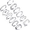 12PCS Silver Plated Rings Adjustable Open Rings for Women Cute Gold Plated Stackable Thumb Rings Joint Chain Midi FingerArrow Knot Wave Band Rings Set
