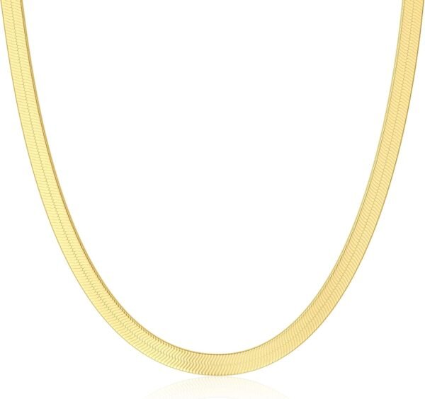 Gold Plated Necklaces for Women, Dainty Gold Herringbone Choker Necklace Thin Layered Snake Chain Jewelry for Gifts