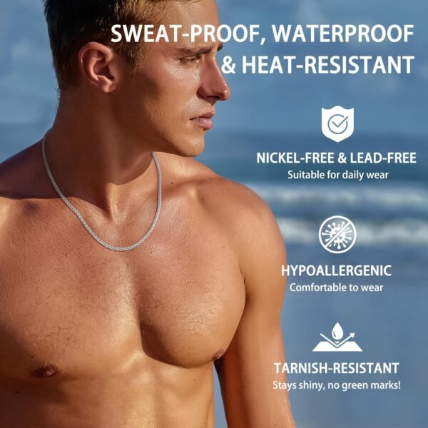 Silver Wheat Chain/ Plated Gold Chain Necklace for Men, 2.5mm 3mm Chains for Men, Stainless Steel Necklace Chains for Men and Women, Mens Chain Necklace 16 18 20 22 24 26 Inch