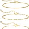 Gold Bracelets for Women Trendy, Dainty  Gold Plated Bracelet Stack Beaded Chain Bracelet Set Thin Small Cute Paperclip Bracelets Fashion Waterproof Jewelry Gift Gold Accessories for Women