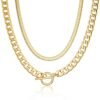 Gold Plated Chunky Necklace for Women, Trendy Paperclip Chain Necklace Thick Cross Heart Pendant Necklace Layered Herringbone Cuban Link Chain Toggle Necklaces Non Tarnish Jewelry