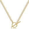 Layered Necklaces for Women,  Gold Plated Chain Necklace Women Trendy Cuban Link Paperclip Chain Toggle Clasp Necklace Fashion Chunky Jewelry for Women