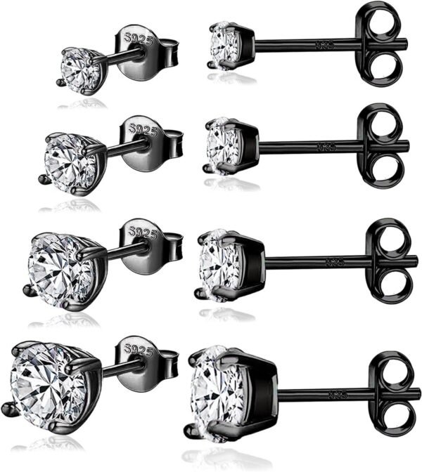 925 Sterling Silver Stud earrings Set | White Gold Plated Hypoallergenic Stud Earrings | Cubic Zirconia Stud Earrings for Women (2mm,3mm,4mm,5mm,6mm,7mm) 8 CZ colors options