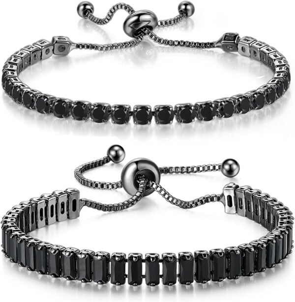 Tennis Bracelets for Women White Gold Plated Diamond AAA+ Cubic Zirconia CZ Dainty Classic Adjustable Slider Bracelet Silver Fashion Jewelry Wedding Gift