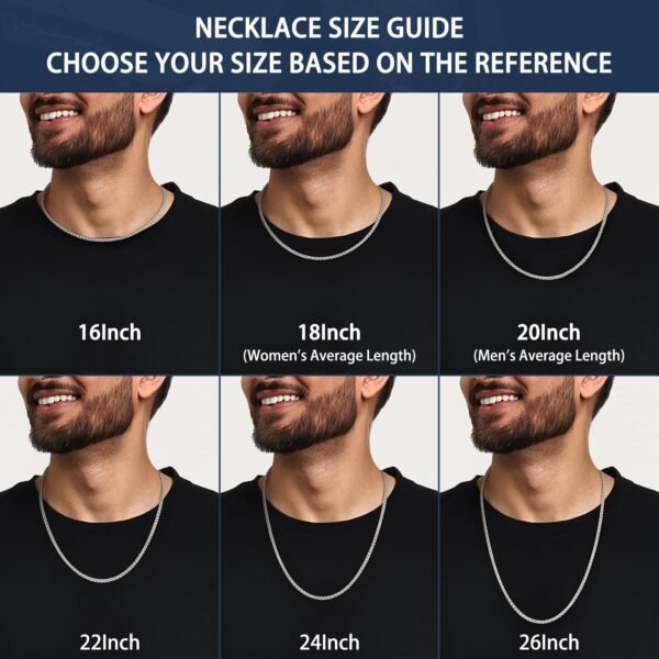 Silver Wheat Chain/ Plated Gold Chain Necklace for Men, 2.5mm 3mm Chains for Men, Stainless Steel Necklace Chains for Men and Women, Mens Chain Necklace 16 18 20 22 24 26 Inch