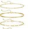 Gold Plated Bracelets for Women, Jewelry Sets Cute Tennis Beaded Bracelets Cuban Link Paperclip Chain Dainty Bracelet Pack Gifts
