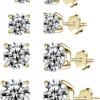 925 Sterling Silver Stud earrings Set | White Gold Plated Hypoallergenic Stud Earrings | Cubic Zirconia Stud Earrings for Women (2mm,3mm,4mm,5mm,6mm,7mm) 8 CZ colors options