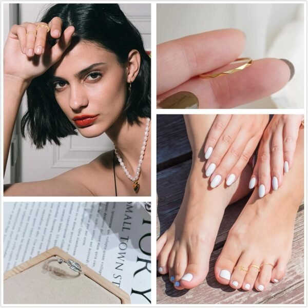 12PCS Silver Plated Rings Adjustable Open Rings for Women Cute Gold Plated Stackable Thumb Rings Joint Chain Midi FingerArrow Knot Wave Band Rings Set