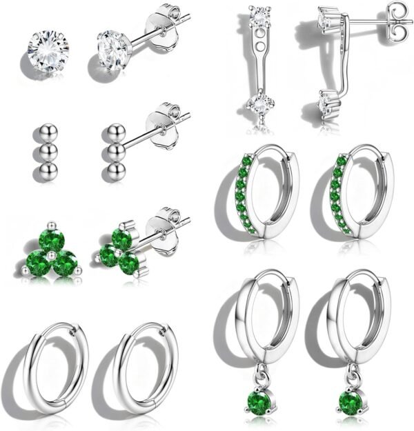 Hypoallergenic Gold Plated Stud Hoop Earrings for Women - Surgical Stainless Steel Earrings Trendy Small Hoops Cartilage Earring Stacks Huggie Earring Set for Multiple Piercing Jewelry