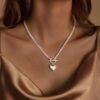 Heart Necklace for Women Gold/Silver Plated Trendy Heart Choker Lover Pendant Hypoallergenic Fashion Gold/Silver Necklace for Women Love Jewelry Gift for Women Girlfriend