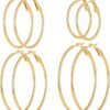 4/10 Pairs Stainless Steel Gold Silver Plated Hoop Earrings Hypoallergenic Dainty Big Small Hoops Earrings Set for Women