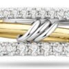 Gold Plated Stackable Rings, 3 Ring Set with CZ Cubic Zirconia, Gold & Silver Stacked, Interlocking Band for Women Statement