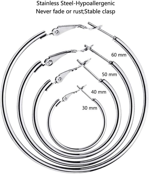 4/10 Pairs Stainless Steel Gold Silver Plated Hoop Earrings Hypoallergenic Dainty Big Small Hoops Earrings Set for Women