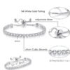Tennis Bracelets for Women White Gold Plated Diamond AAA+ Cubic Zirconia CZ Dainty Classic Adjustable Slider Bracelet Silver Fashion Jewelry Wedding Gift
