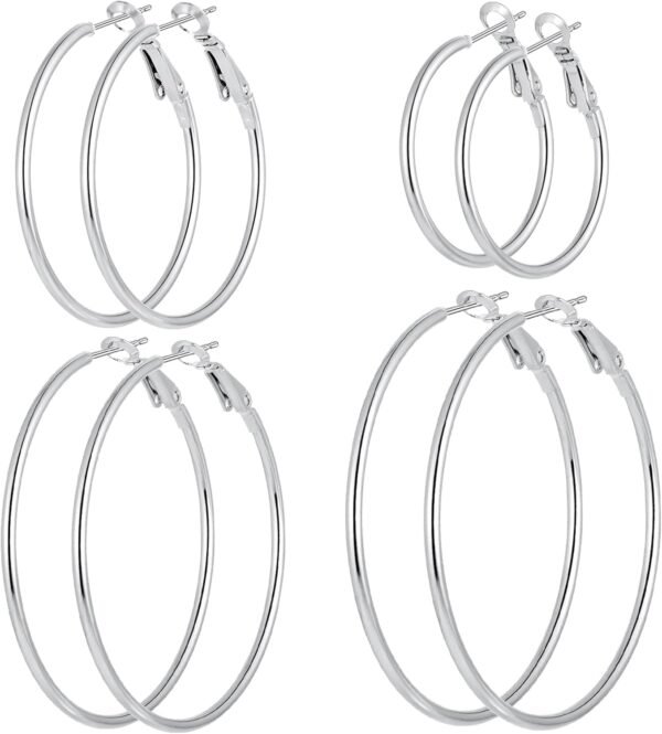 4/10 Pairs Stainless Steel Gold Silver Plated Hoop Earrings Hypoallergenic Dainty Big Small Hoops Earrings Set for Women