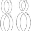 4/10 Pairs Stainless Steel Gold Silver Plated Hoop Earrings Hypoallergenic Dainty Big Small Hoops Earrings Set for Women