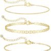 Gold Bracelets for Women Trendy, Dainty  Gold Plated Bracelet Stack Beaded Chain Bracelet Set Thin Small Cute Paperclip Bracelets Fashion Waterproof Jewelry Gift Gold Accessories for Women